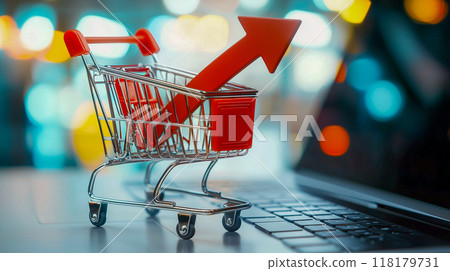 計算機、箭頭和購物車 118179731