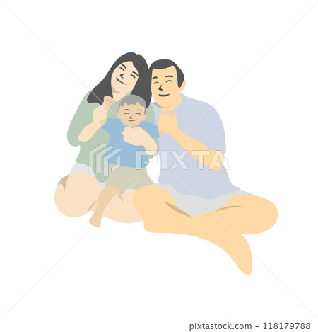 young couple with child sitting together illustration vector isolated on white background young couple with child sitting together illustration vector isolated on white background 118179788