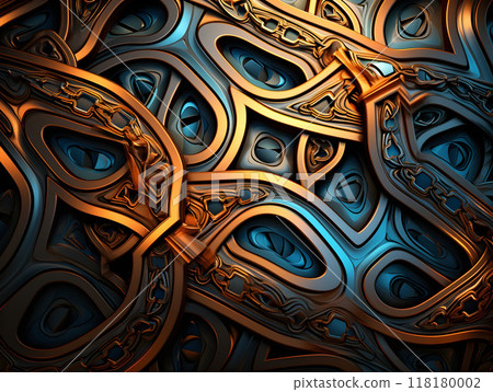 Intricate abstract geometric pattern of chains and lines 118180002