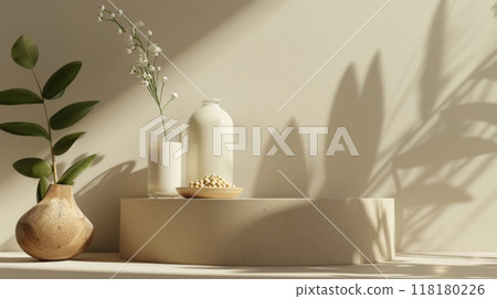 Minimalist Vegan Milk with Soybeans and Natural Decor 118180226