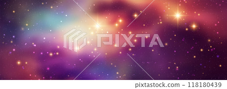 Space vector background with realistic nebula and shining stars. Magic colorful galaxy with stardust 118180439