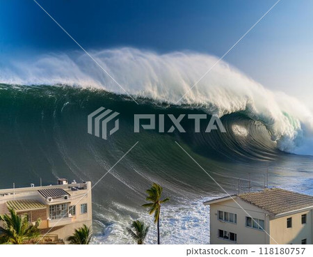 Image of a giant tsunami 118180757