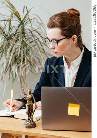 business woman lawyer working on labor law in office reflections corporate lawyer with legal advice 118180866