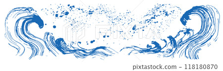 Nami splash handwriting brush illustration Nami splash handwriting brush illustration 118180870