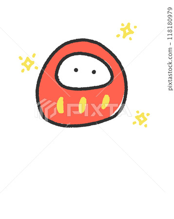 簡單手繪可愛達摩新年賀卡插圖祈禱 118180979