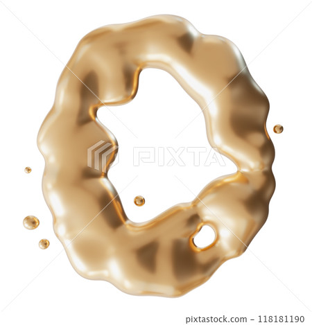 Dynamic golden liquid number 0, isolated on white background. Elegant fluid, luxurious metallic surface. Numeral zero. Flowing molten gold. Cut out design element. 3D render. Dynamic golden liquid number 0, isolated on white background. Elegant fluid, luxurious metallic surface. Numeral zero. Flowing molten gold. Cut out design element. 3D render. 118181190