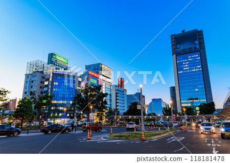 Fukushima Prefecture, Koriyama City, Koriyama Station West Exit Rotary (night view) Fukushima Prefecture, Koriyama City, Koriyama Station West Exit Rotary (night view) 118181478