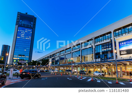 Fukushima Prefecture, Koriyama City, Koriyama Station West Exit Rotary (night view) 118181480