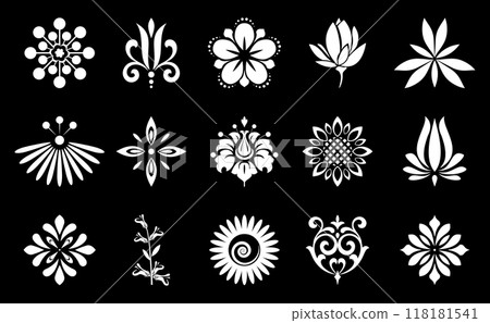 Flowers icon set. Flowers isolated on transparent background. Flowers in modern simple. Cute round flower plant nature collection. Vector illustrator Flowers icon set. Flowers isolated on transparent background. Flowers in modern simple. Cute round flower plant nature collection. Vector illustrator 118181541