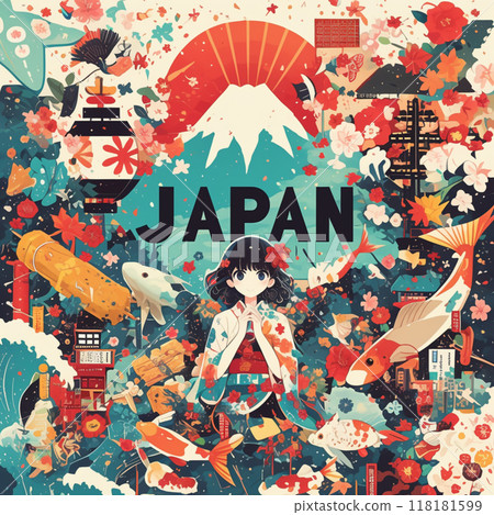 Japanese scenery and the word "JAPAN" Japanese scenery and the word "JAPAN" 118181599