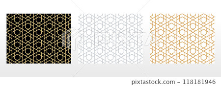 Set of abstract geometric patterns. Seamless vector backgrounds. Colored ornaments Graphic modern patterns Simple lattice graphic design 118181946