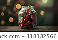 Christmas Scene in a Glass Dome with Festive Lights 118182566