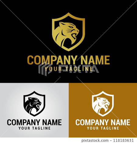 Panther Logo design with shield  118183631