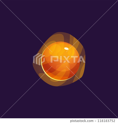 Vector illustration with a fantastic glossy orange planet surrounded by yellow fog Vector illustration with a fantastic glossy orange planet surrounded by yellow fog 118183752