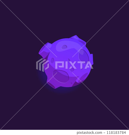 Fantastic purple planet or asteroid for game user interface design. 118183784