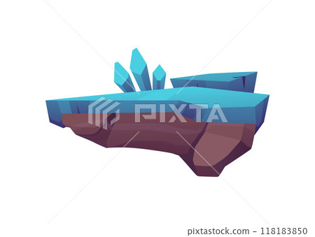 Floating stone ice platform with crystals for a playful design. Floating stone ice platform with crystals for a playful design. 118183850