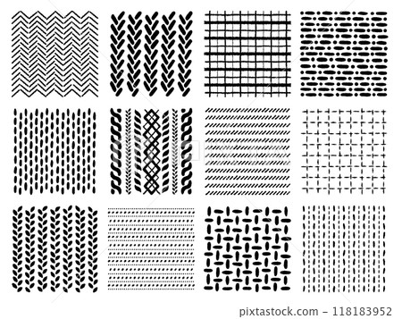 A set of hand-drawn stitch and knitting patterns A set of hand-drawn stitch and knitting patterns 118183952