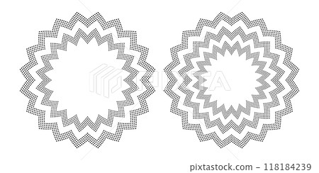 Set of Radial Dots Patterns for Decorative Circle Frames. Set of Radial Dots Patterns for Decorative Circle Frames. 118184239