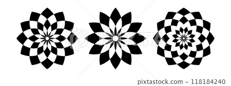 Decorative Design Elements Set. Radial Geometric Patterns. Decorative Design Elements Set. Radial Geometric Patterns. 118184240