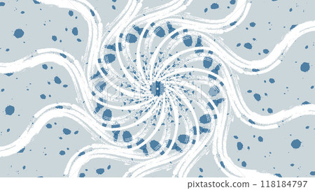 a spiral pattern of textured white lines with scattered blue splatters on a light gray background a spiral pattern of textured white lines with scattered blue splatters on a light gray background 118184797