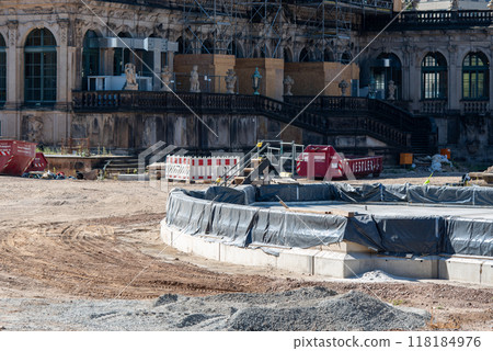 Reconstruction works in the Zwinger palace complex, one of the most important buildings of the Baroque period in Dresden, Germany 118184976