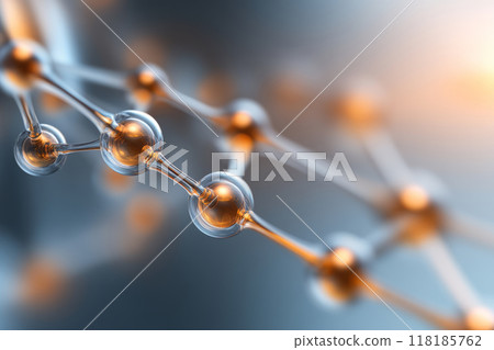 Molecular structure, transparent atoms and bonds. Nanotechnology, chemistry, or scientific research 118185762