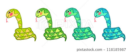 Vector illustration child drawings of cute snake 118185987