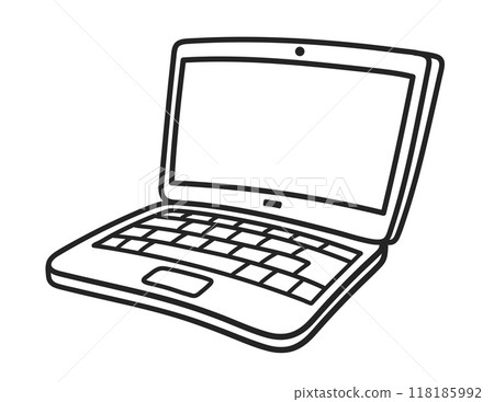 Vector line art illustration of laptop 118185992