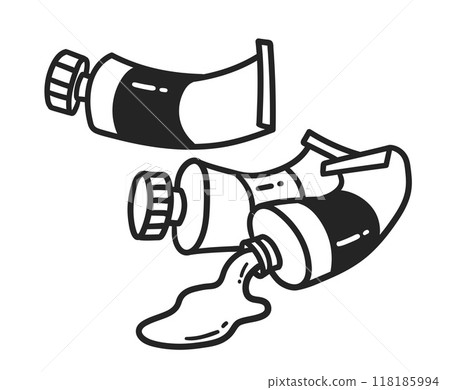 Vector line art illustration of paint tubes 118185994
