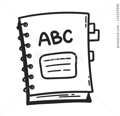 Vector line art illustration of copy book 118185998