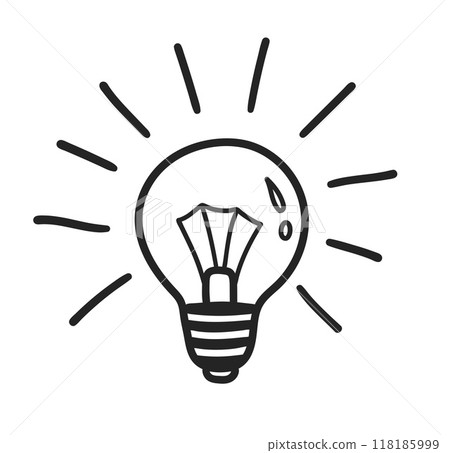 Vector line art illustration of light bulb Vector line art illustration of light bulb 118185999