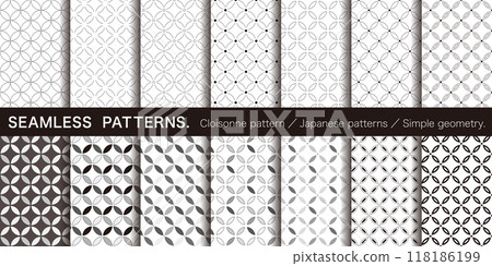 景泰藍圖案。日本傳統圖案，無縫圖案。簡單的幾何圖案。 118186199