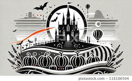 A spooky scene filled with ghosts on Halloween night 118186504