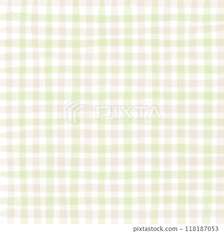 Sage Green Beige Brown Gingham Check Hand Drawn Background Overlay 118187053