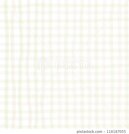 Sage Green Beige Brown Gingham Check Hand Drawn Background Overlay 118187055