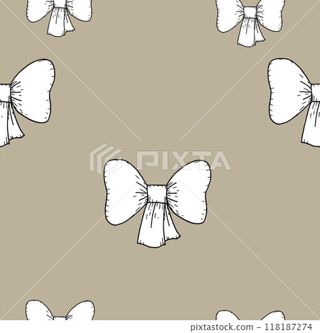 Seamless vector pattern with bows. Hand drawn bow print. 118187274