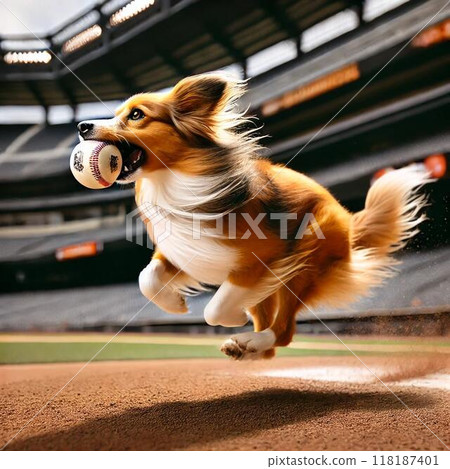 Koikerhondier 嘴裡叼著棒球奔跑 118187401