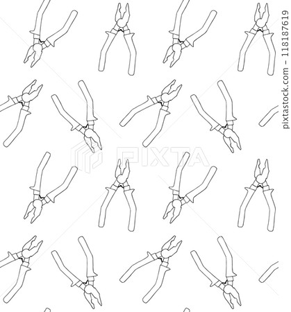 Vector seamless pattern of hand drawn pliers Vector seamless pattern of hand drawn pliers 118187619