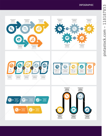 set of simple infographics timeline business workflow report background with business icon 5 steps 118187853