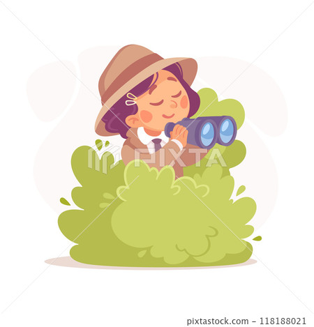 Inspecting Detective Girl Character Investigating Case Vector Illustration 118188021