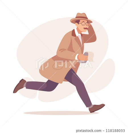 Inspecting Detective Man Character Investigating Case Vector Illustration 118188033
