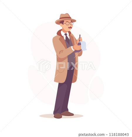 Inspecting Detective Man Character Investigating Case Write Notes Vector Illustration Inspecting Detective Man Character Investigating Case Write Notes Vector Illustration 118188043