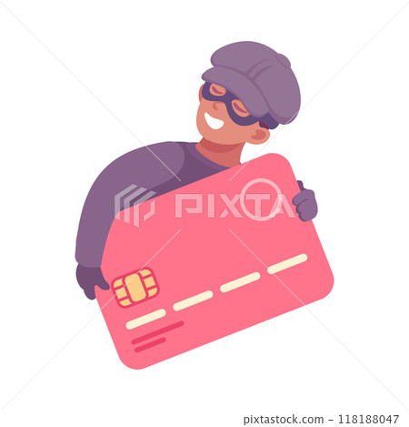 Man Criminal with Credit Card Commit Crime and Theft Vector Illustration 118188047