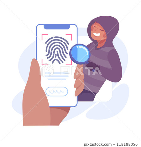 Man Criminal Commit Cyber Crime and Theft Vector Illustration 118188056