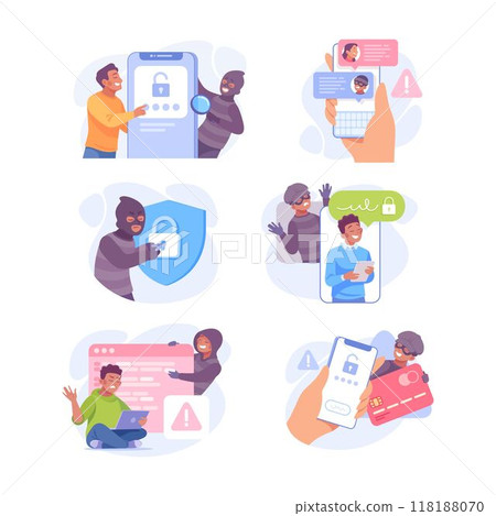 Man Criminal Commit Crime and Theft Vector Set 118188070