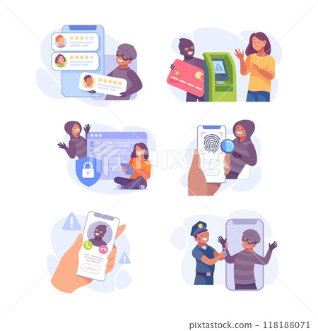 Man Criminal Commit Crime and Theft Vector Set Man Criminal Commit Crime and Theft Vector Set 118188071