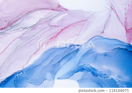 Colorful abstract art featuring flowing pink and blue tones with delicate layering, perfect for modern decor or artistic inspiration Colorful abstract art featuring flowing pink and blue tones with delicate layering, perfect for modern decor or artistic inspiration 118188075
