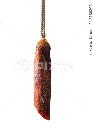 Iberian sausage loin isolated on white background 118188208