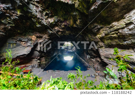 Volcanic cave or grotto. 118188242