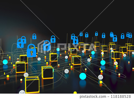 Data structure and information tools for networking business and cyber security.3d illustration. 118188528